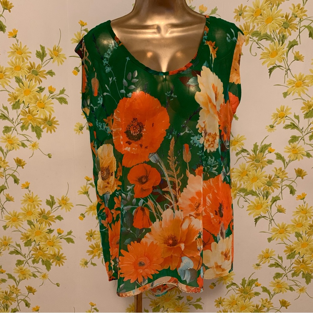 Spin USA Floral Sleeveless Chiffon Top